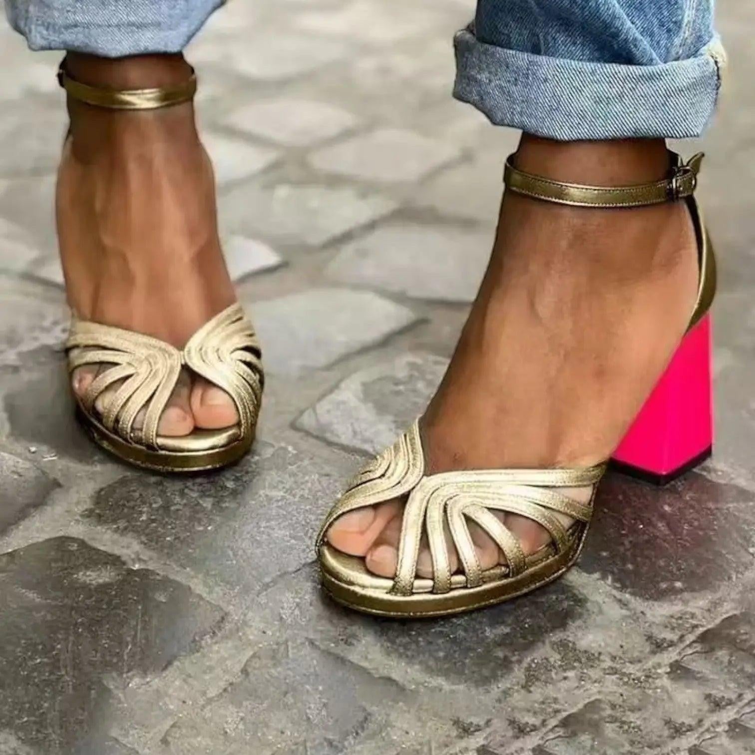 Strappy Ankle Heeled Sandals