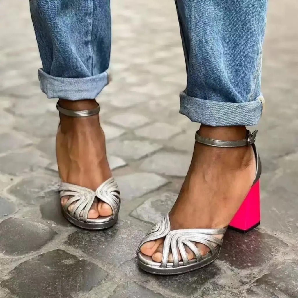 Strappy Ankle Heeled Sandals