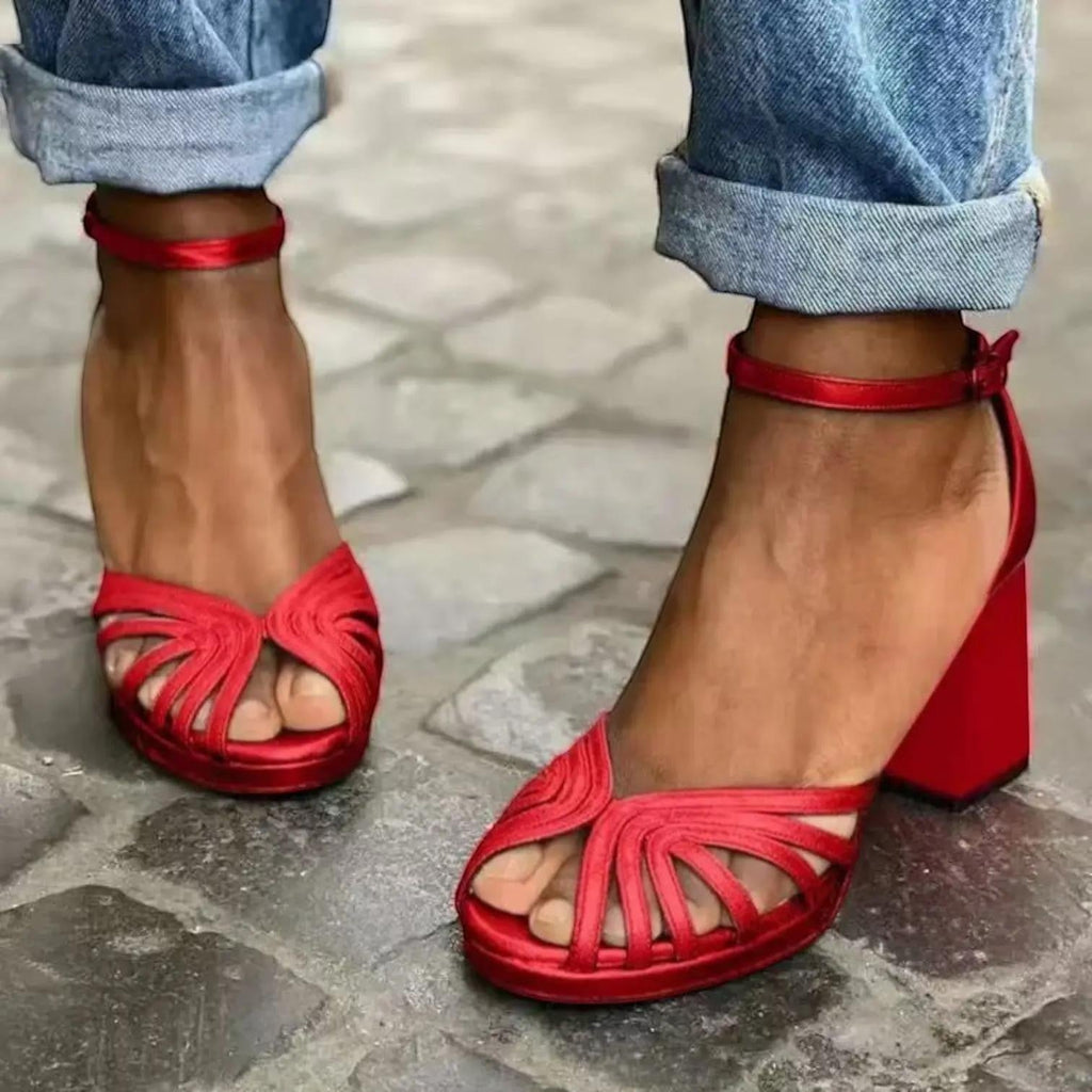 Strappy Ankle Heeled Sandals