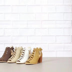 Strappy Block Heel Lace-Up Sandals