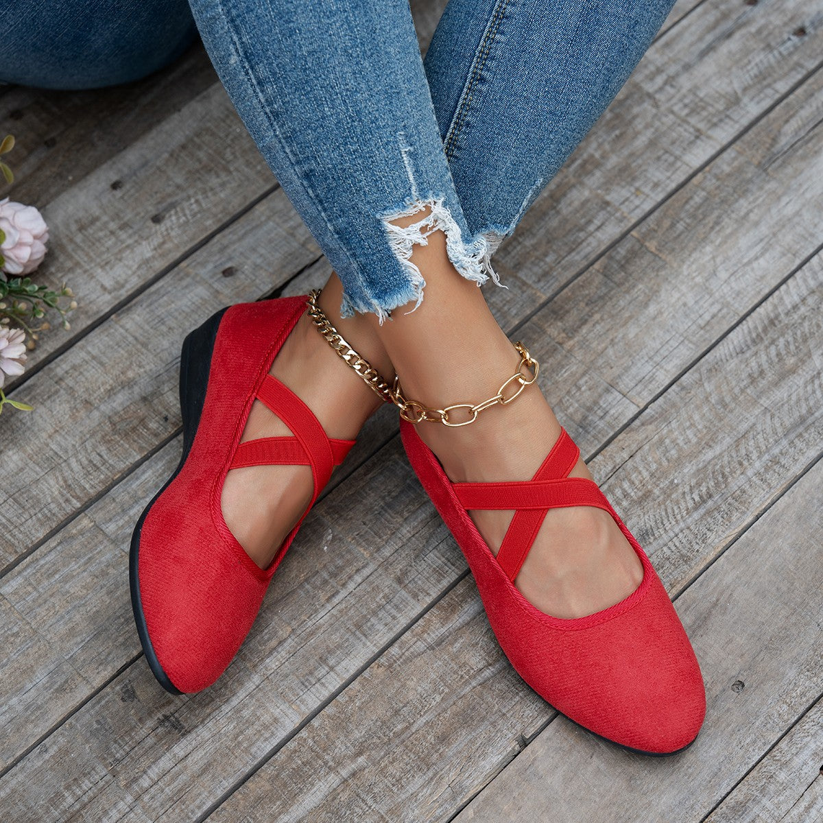 Flexible Strap Wedge Flats