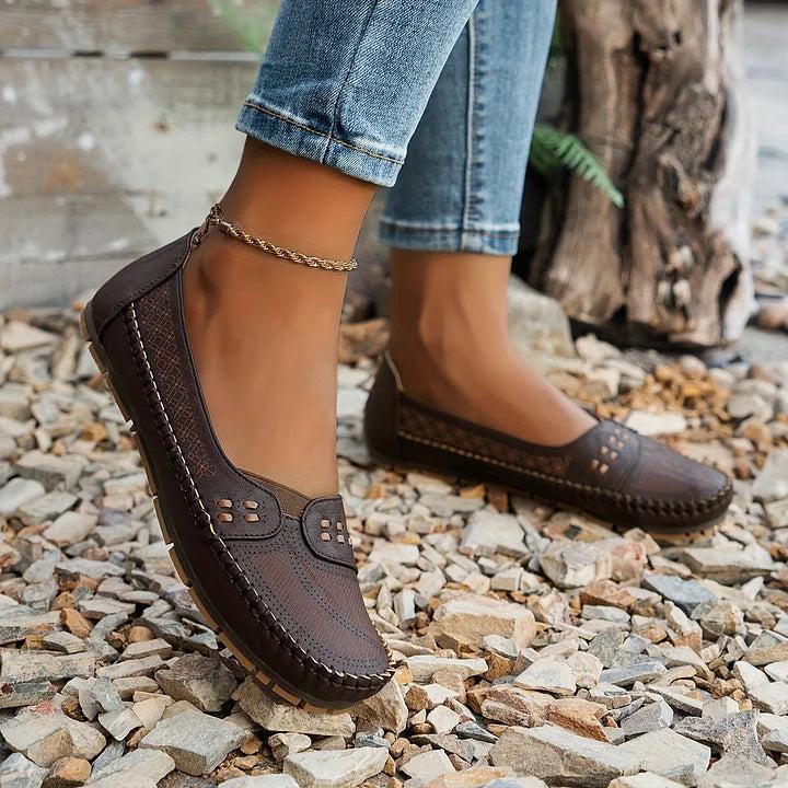 Breathable Perforated Slip-On Flats