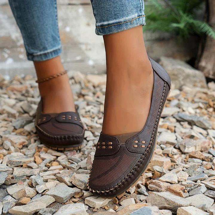 Breathable Perforated Slip-On Flats