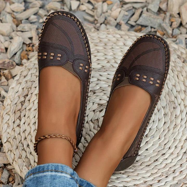 Breathable Perforated Slip-On Flats