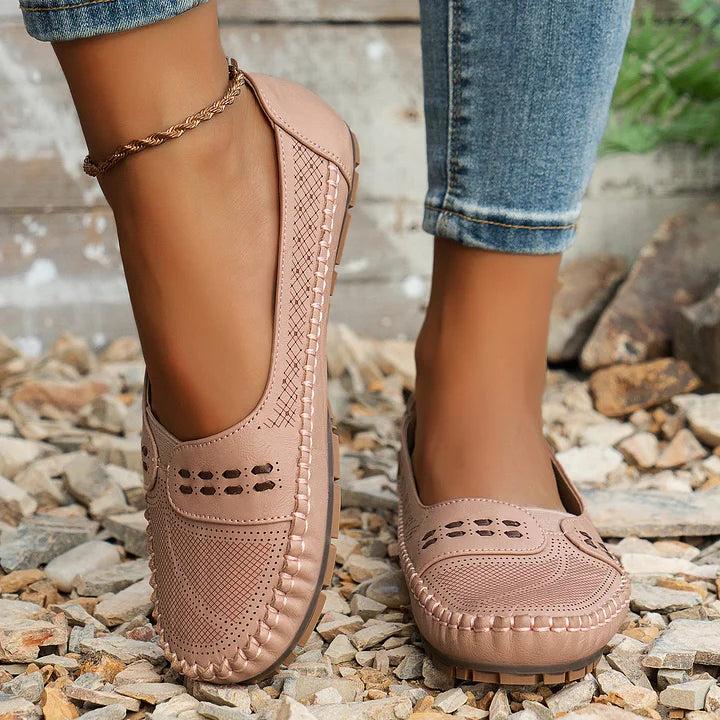 Breathable Perforated Slip-On Flats