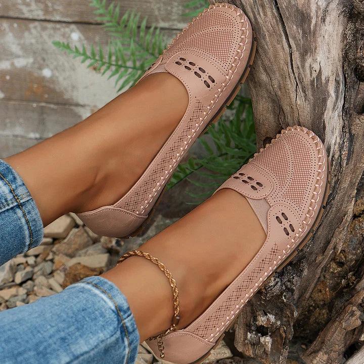 Breathable Perforated Slip-On Flats