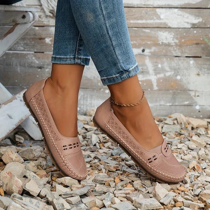 Breathable Perforated Slip-On Flats
