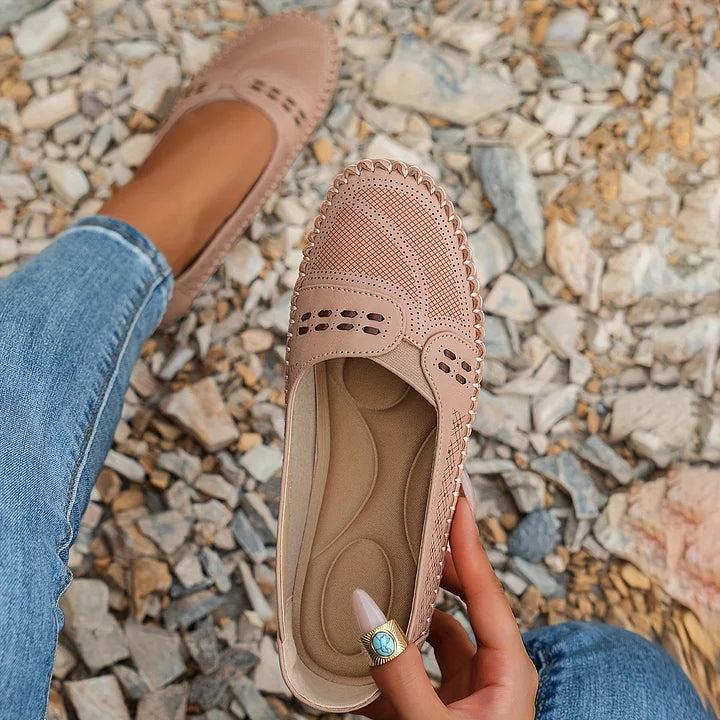 Breathable Perforated Slip-On Flats