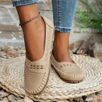 Breathable Perforated Slip-On Flats