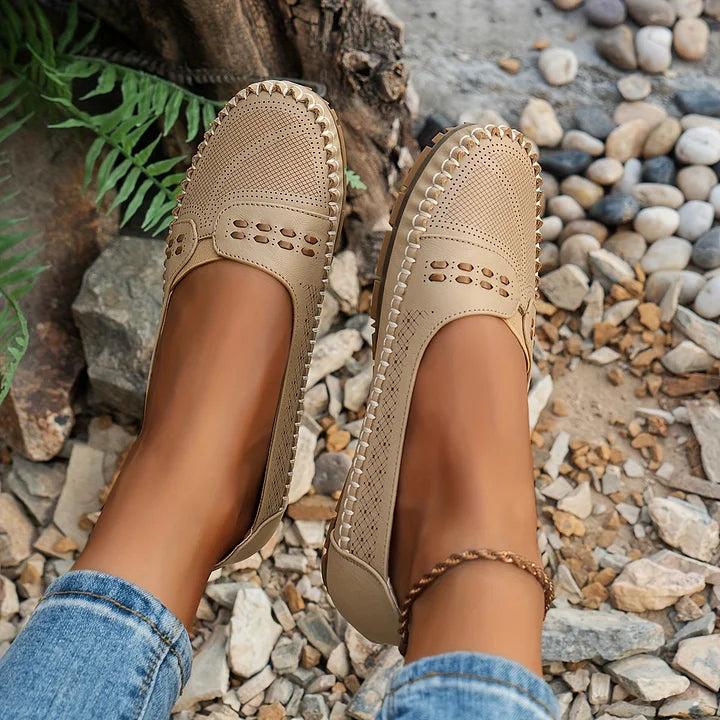 Breathable Perforated Slip-On Flats