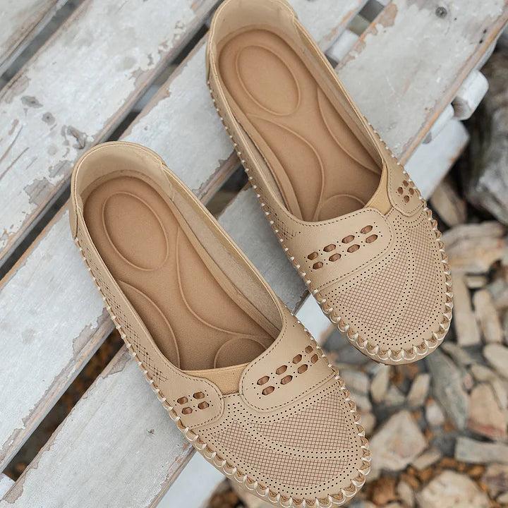 Breathable Perforated Slip-On Flats