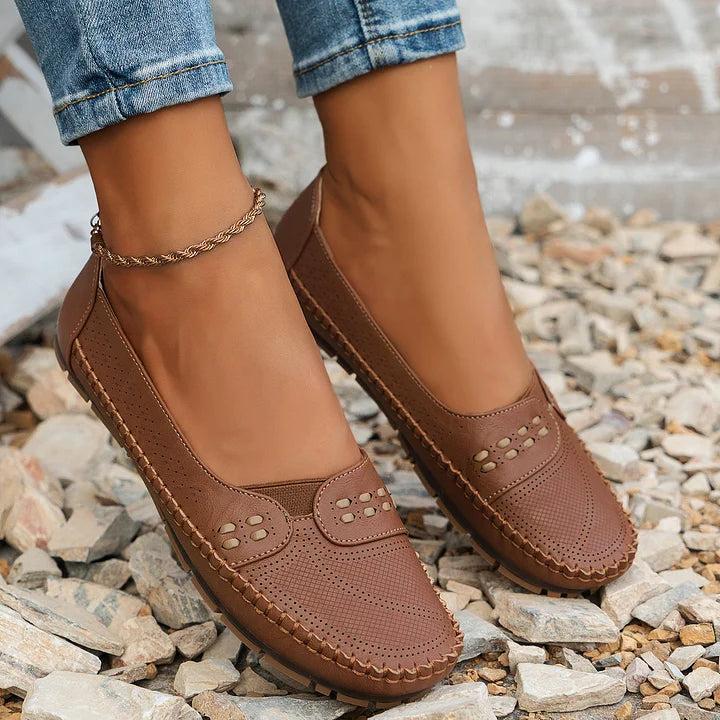 Breathable Perforated Slip-On Flats