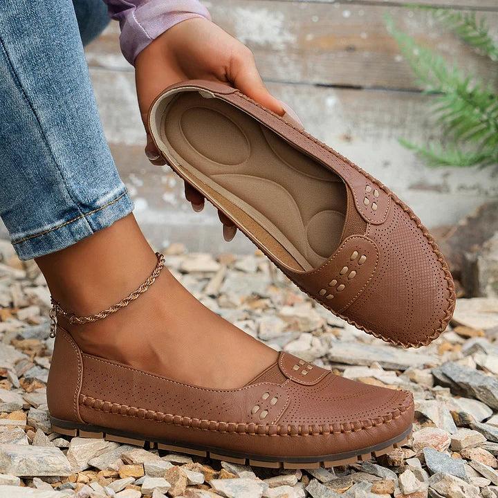 Breathable Perforated Slip-On Flats