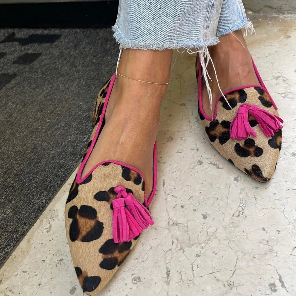 Tassel-Embellished Pointed-Toe Loafers