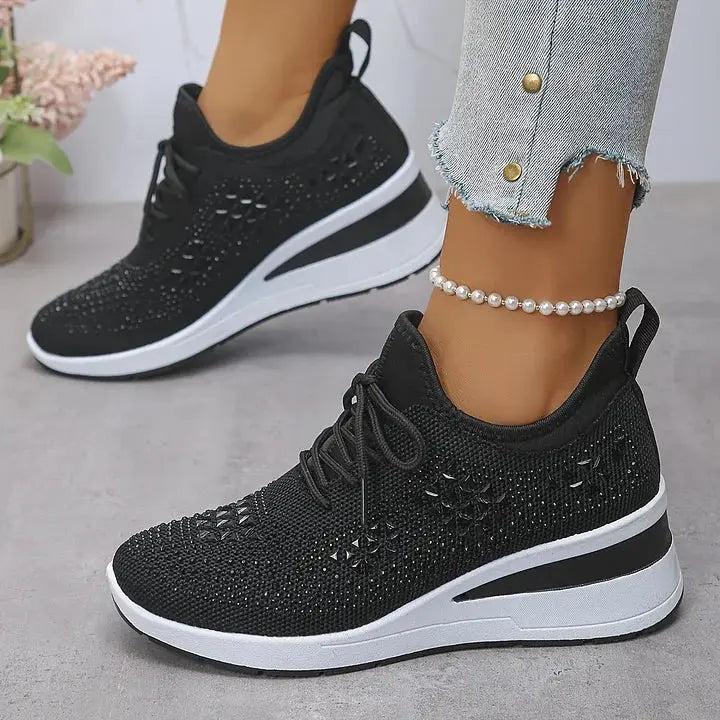 Sparkling Rhinestone Platform Sneakers