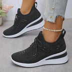 Sparkling Rhinestone Platform Sneakers