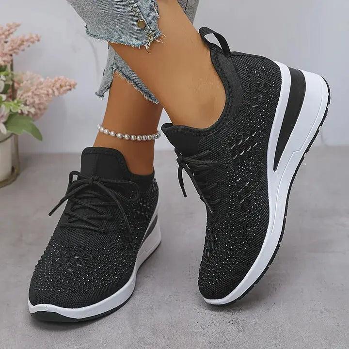 Sparkling Rhinestone Platform Sneakers