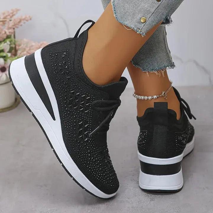 Sparkling Rhinestone Platform Sneakers