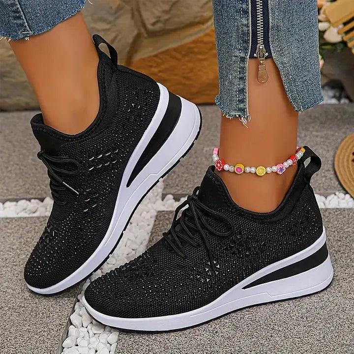 Sparkling Rhinestone Platform Sneakers