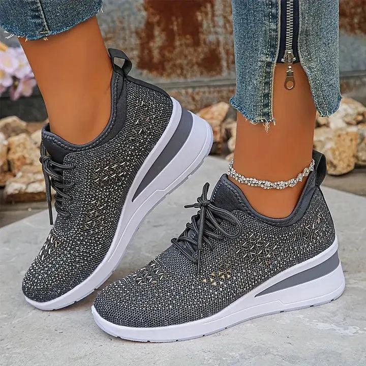 Sparkling Rhinestone Platform Sneakers
