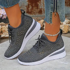 Sparkling Rhinestone Platform Sneakers