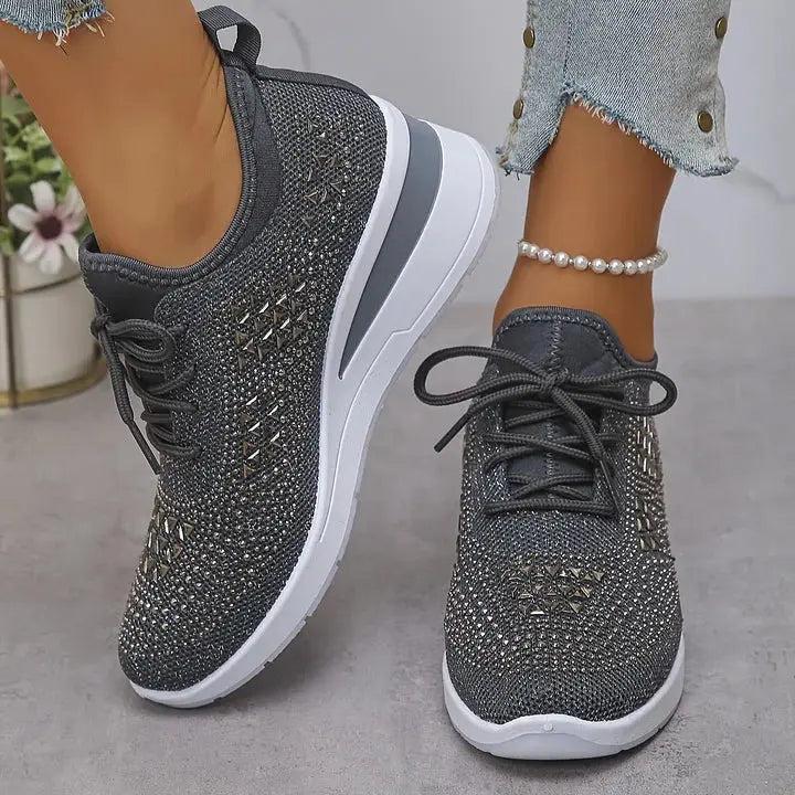 Sparkling Rhinestone Platform Sneakers