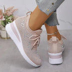 Sparkling Rhinestone Platform Sneakers