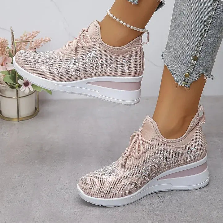 Sparkling Rhinestone Platform Sneakers