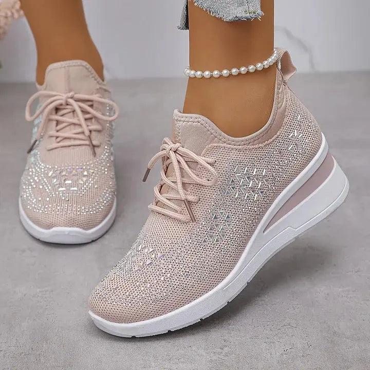 Sparkling Rhinestone Platform Sneakers