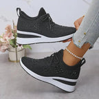 Sparkling Rhinestone Platform Sneakers