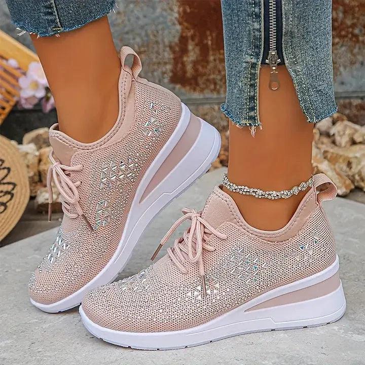 Sparkling Rhinestone Platform Sneakers
