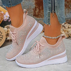 Sparkling Rhinestone Platform Sneakers