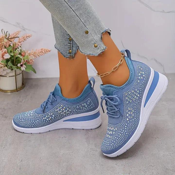 Sparkling Rhinestone Platform Sneakers