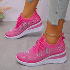Sparkling Rhinestone Platform Sneakers