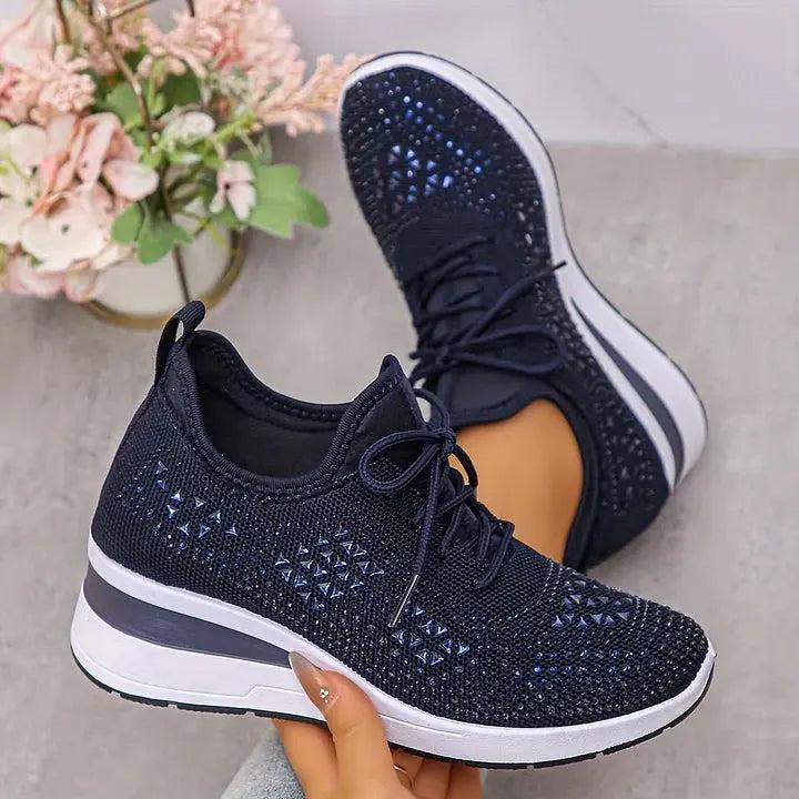 Sparkling Rhinestone Platform Sneakers