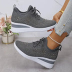 Sparkling Rhinestone Platform Sneakers