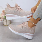 Sparkling Rhinestone Platform Sneakers