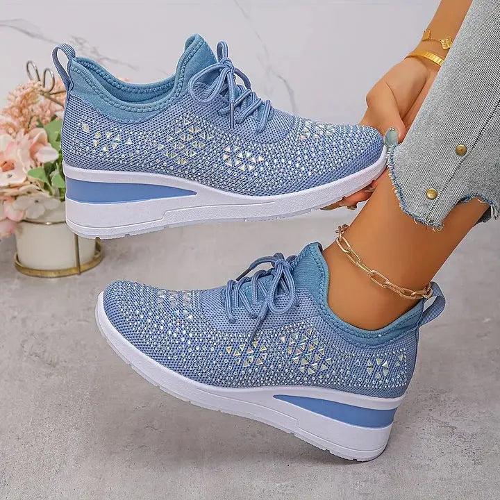 Sparkling Rhinestone Platform Sneakers