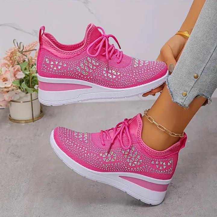 Sparkling Rhinestone Platform Sneakers