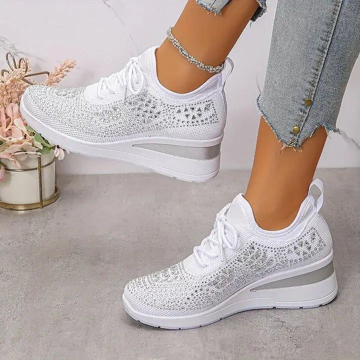 Sparkling Rhinestone Platform Sneakers