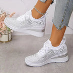Sparkling Rhinestone Platform Sneakers