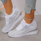 Sparkling Rhinestone Platform Sneakers