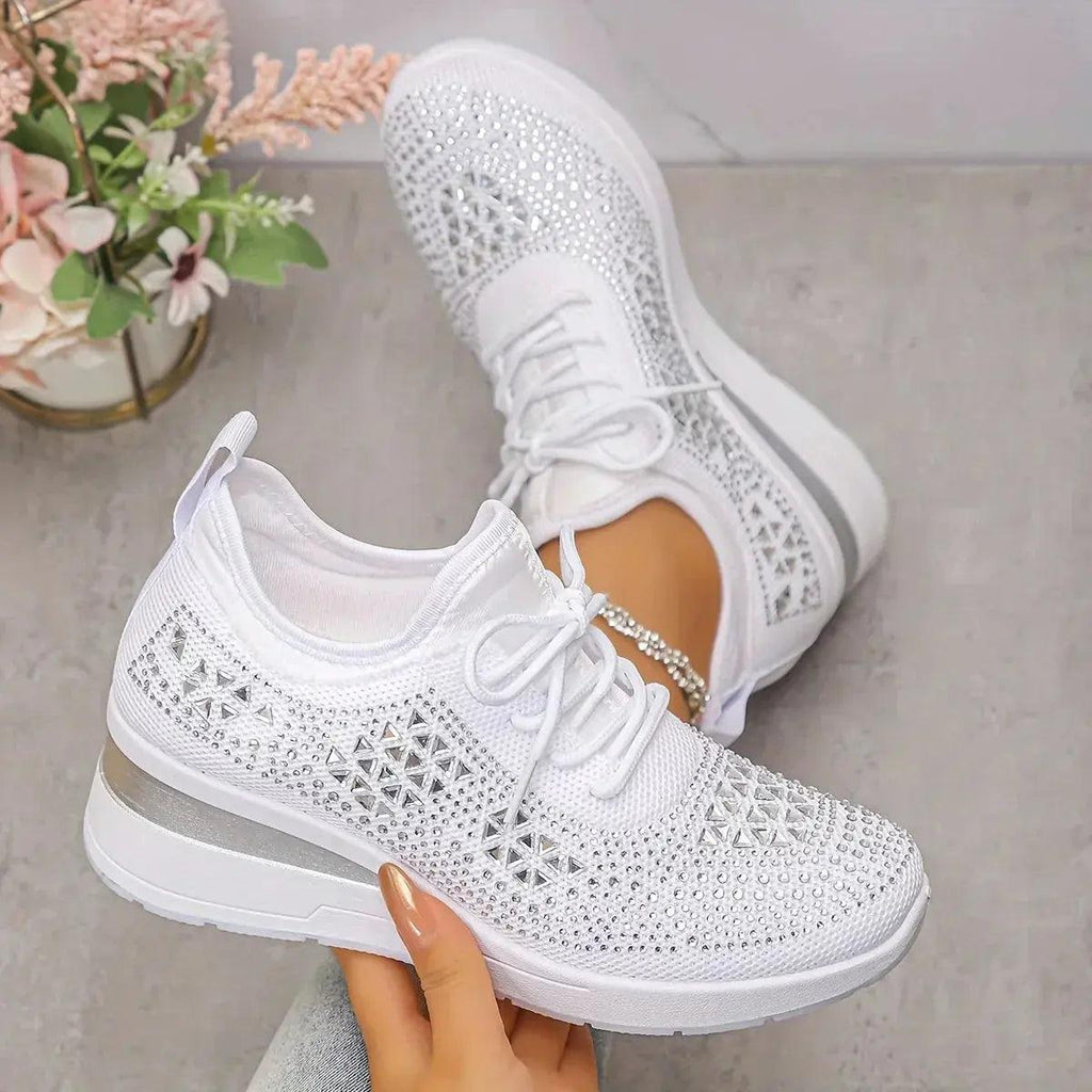 Sparkling Rhinestone Platform Sneakers