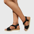 Ring-Embellished Wedge Sandals