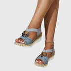 Ring-Embellished Wedge Sandals