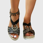 Ring-Embellished Wedge Sandals