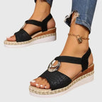 Ring-Embellished Wedge Sandals