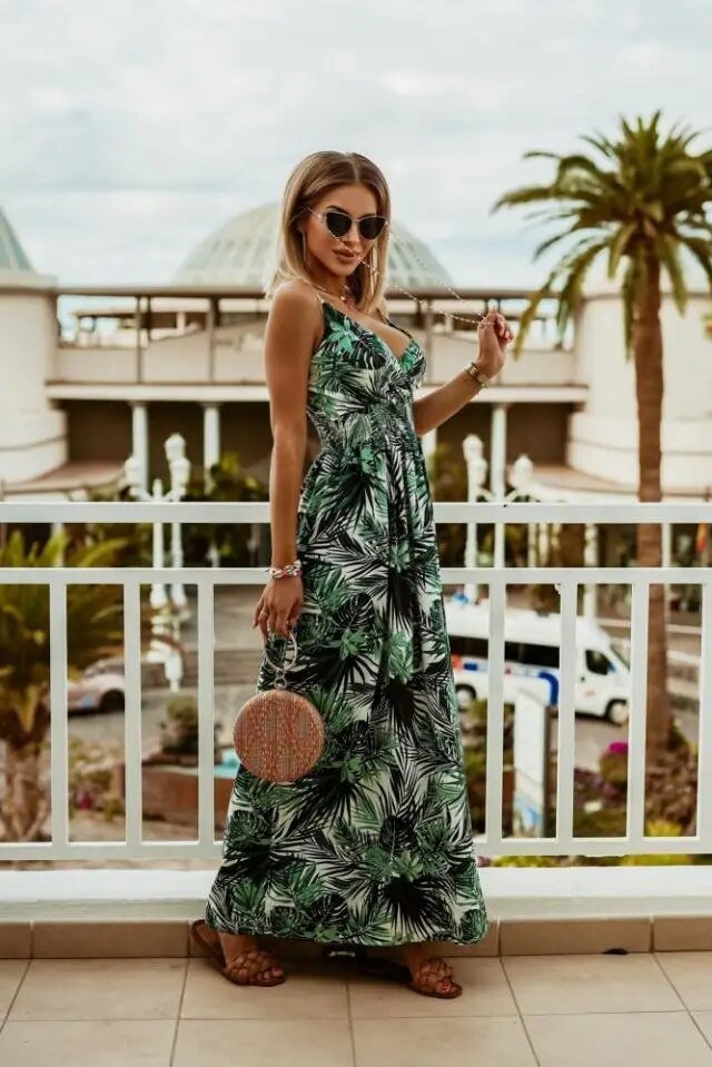 ヤラ ボヘミアンフラワーマキシドレス 夏仕様