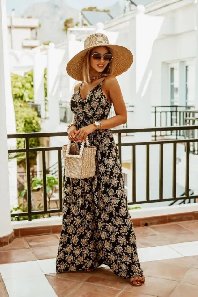 ヤラ ボヘミアンフラワーマキシドレス 夏仕様