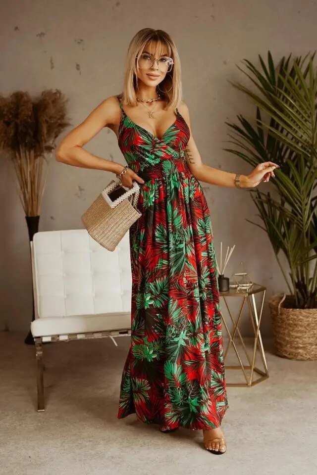 ヤラ ボヘミアンフラワーマキシドレス 夏仕様